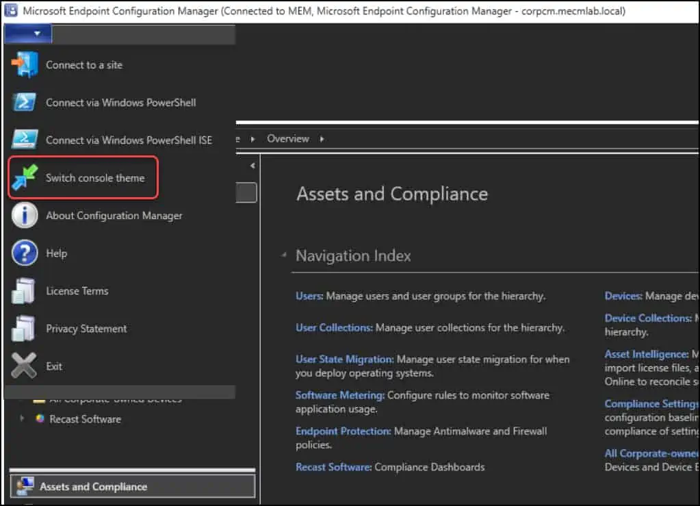 Turn on or Enable Dark Theme for SCCM Console | ConfigMgr 7 Disable Dark Theme for ConfigMgr Console