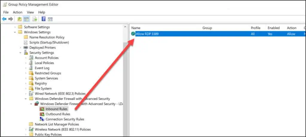 How To Enable Remote Desktop Using Group Policy (GPO) 11 Allow Port 3389 through Windows Firewall