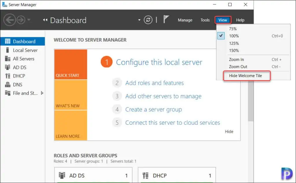 Hide Welcome Tile in Server Manager