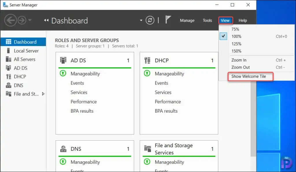 Unhide Welcome Tile in Server Manager