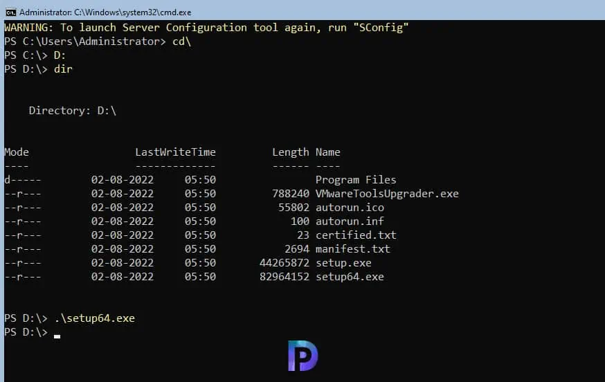 How to Install VMware Tools on Windows Server Core VM 3 Run VMware Tools Setup on Windows Server Core