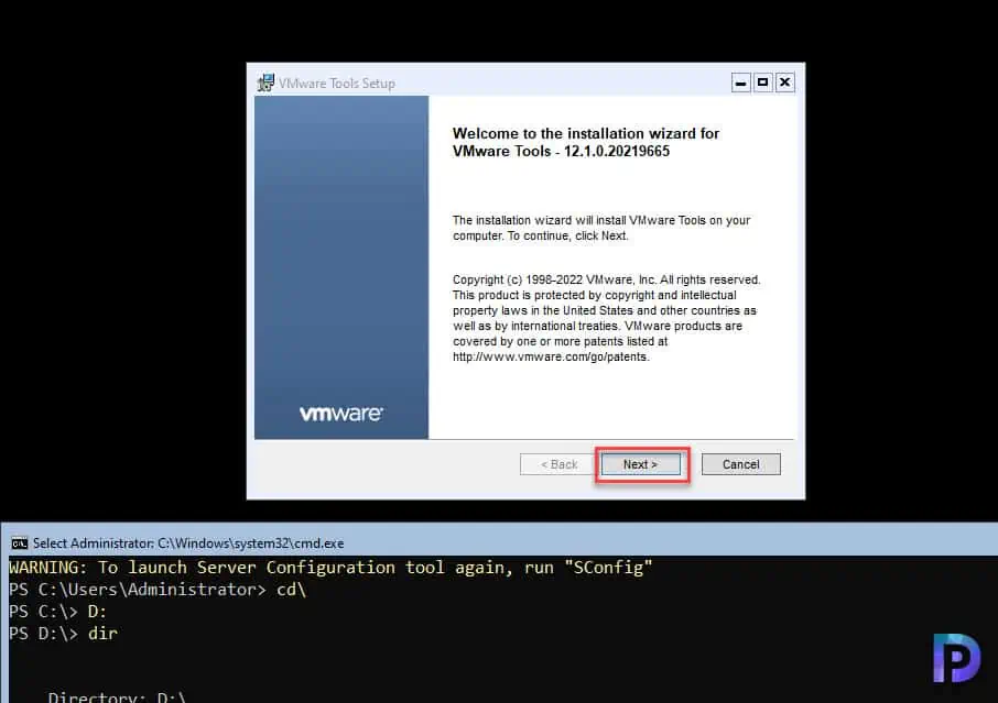 Install VMware Tools on Windows Server Core