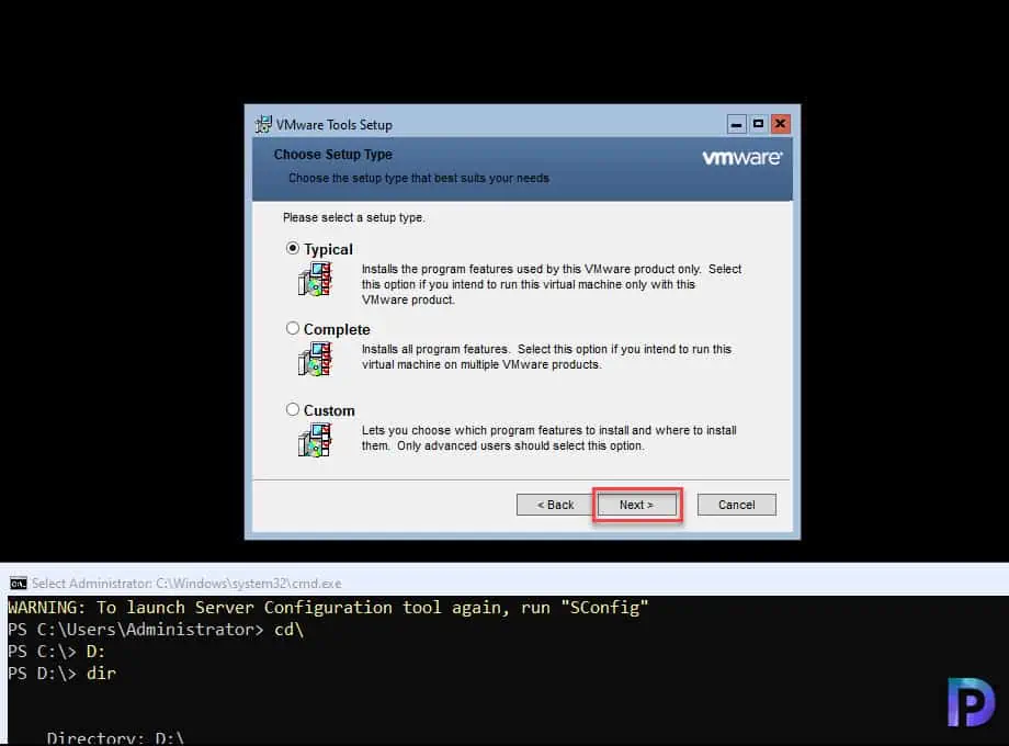 How to Install VMware Tools on Windows Server Core VM 5 Install VMware Tools on Windows Server Core