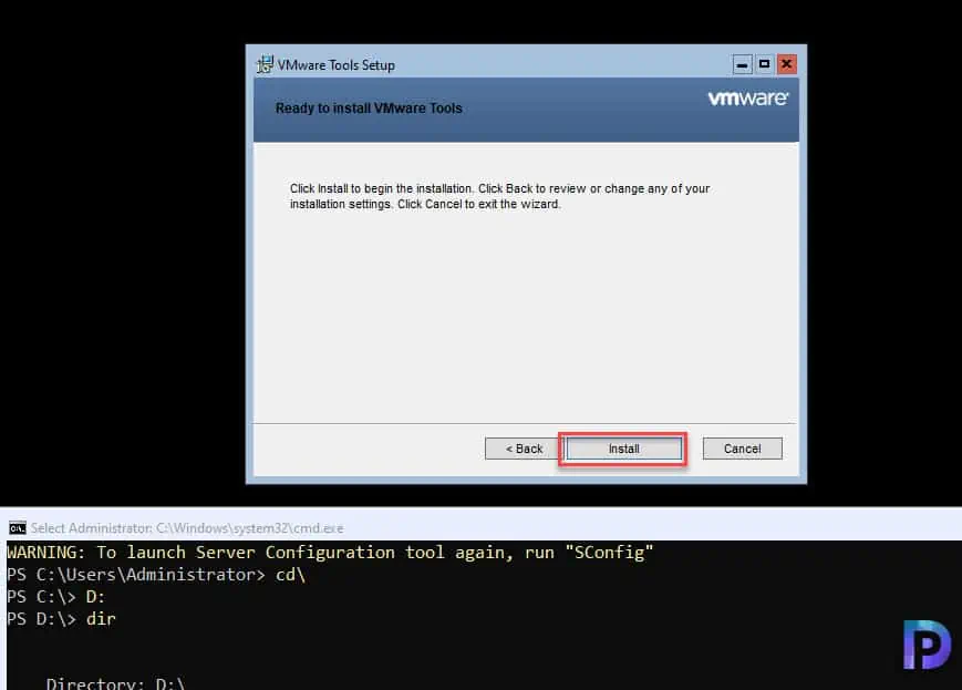 Install VMware Tools on Windows Server Core