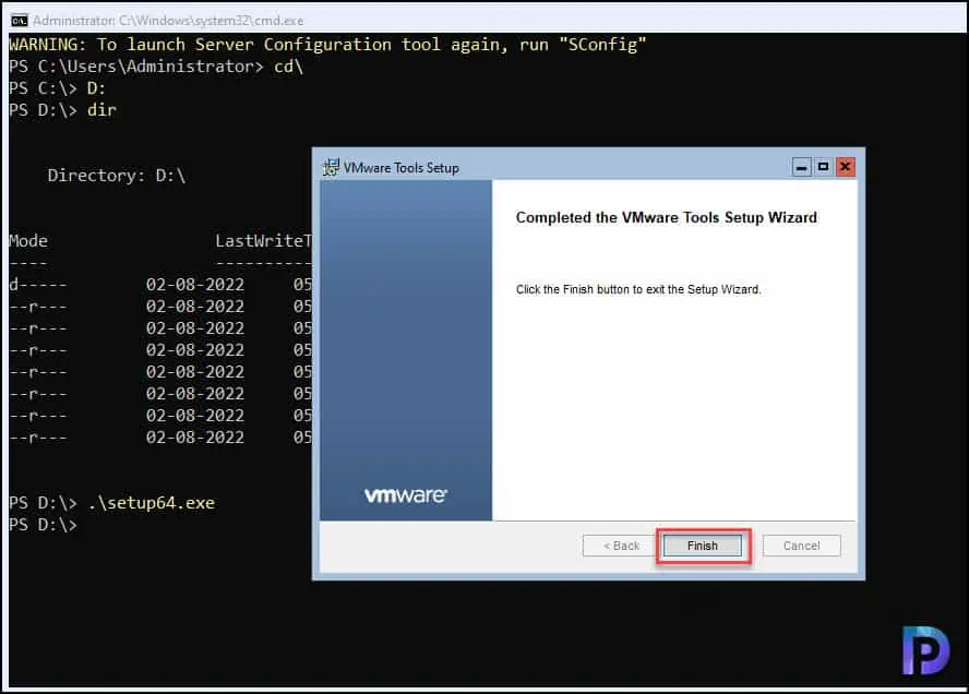 Install VMware Tools on Windows Server Core