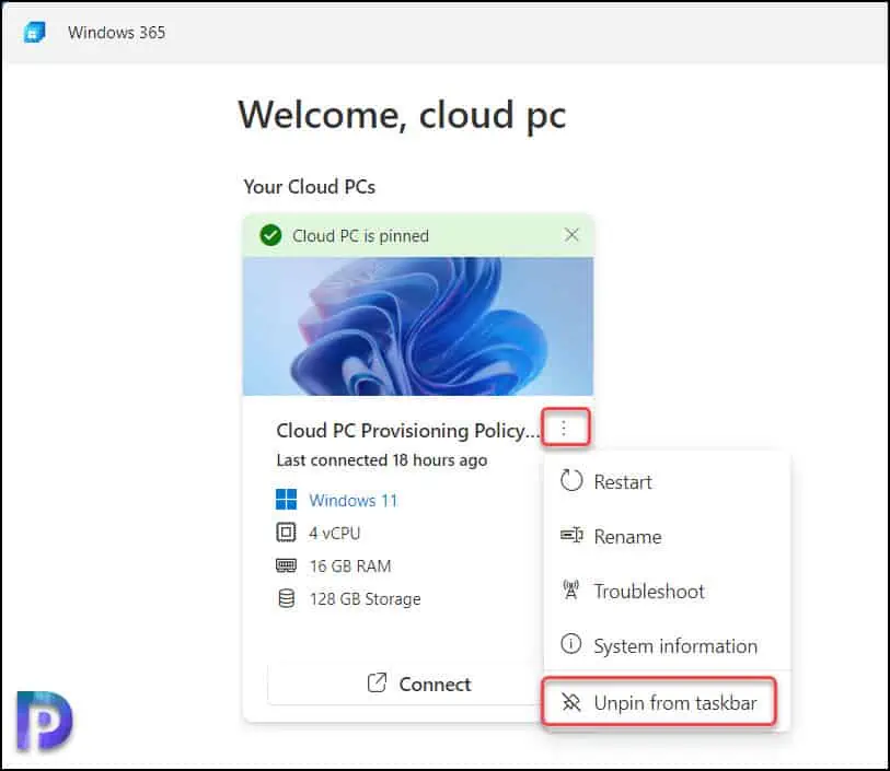 How to Pin a Windows 365 Cloud PC to Taskbar 4 Unpin Cloud PC from Taskbar