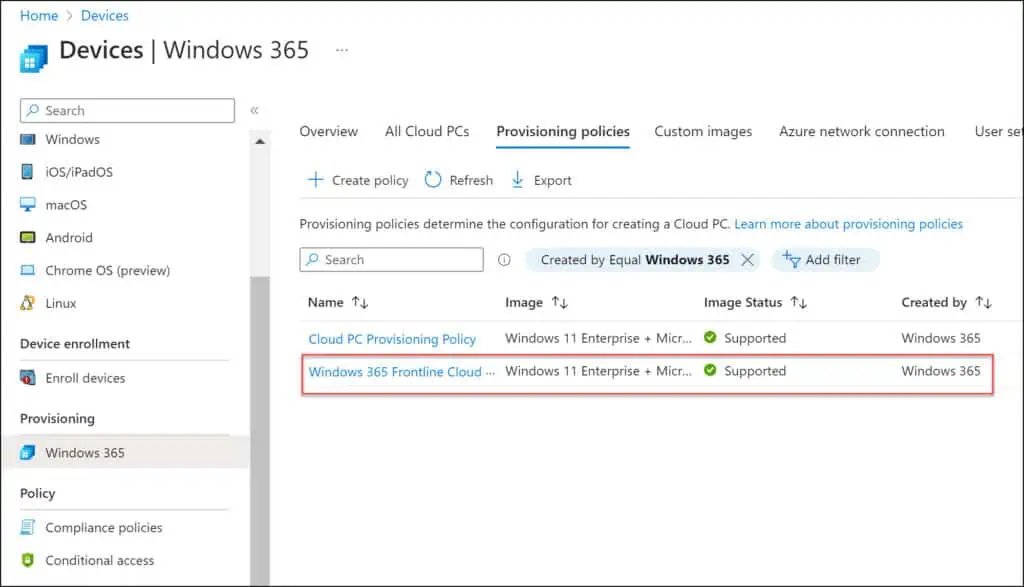 Setup Windows 365 Frontline Cloud PC Provisioning Policy 8 Provision Windows 365 Frontline Cloud PCs