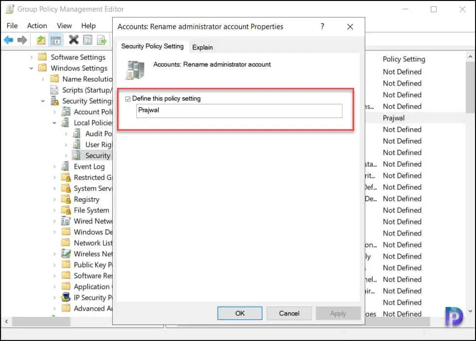 Rename Administrator Account using Group Policy