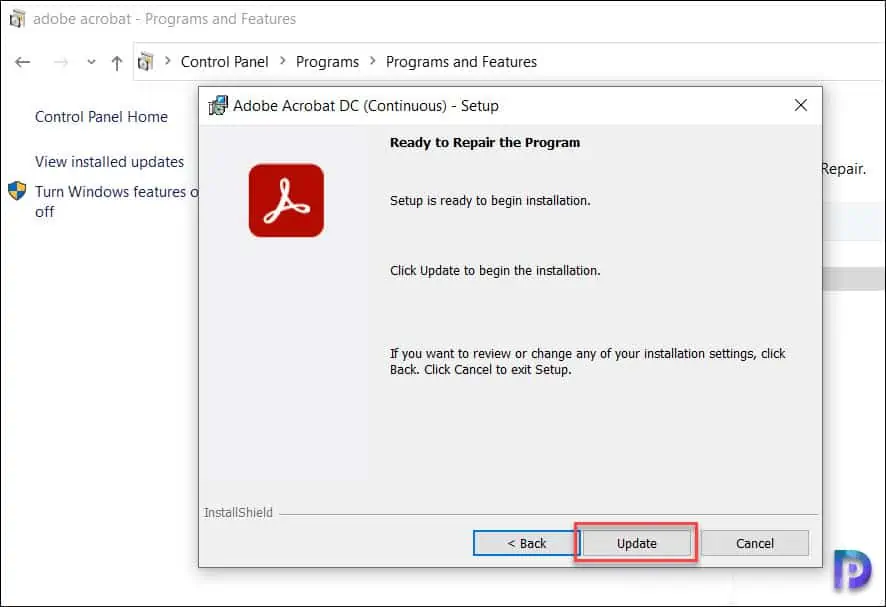 How to Repair and Update Adobe Acrobat Installation 8 Repair Adobe Acrobat using Control Panel