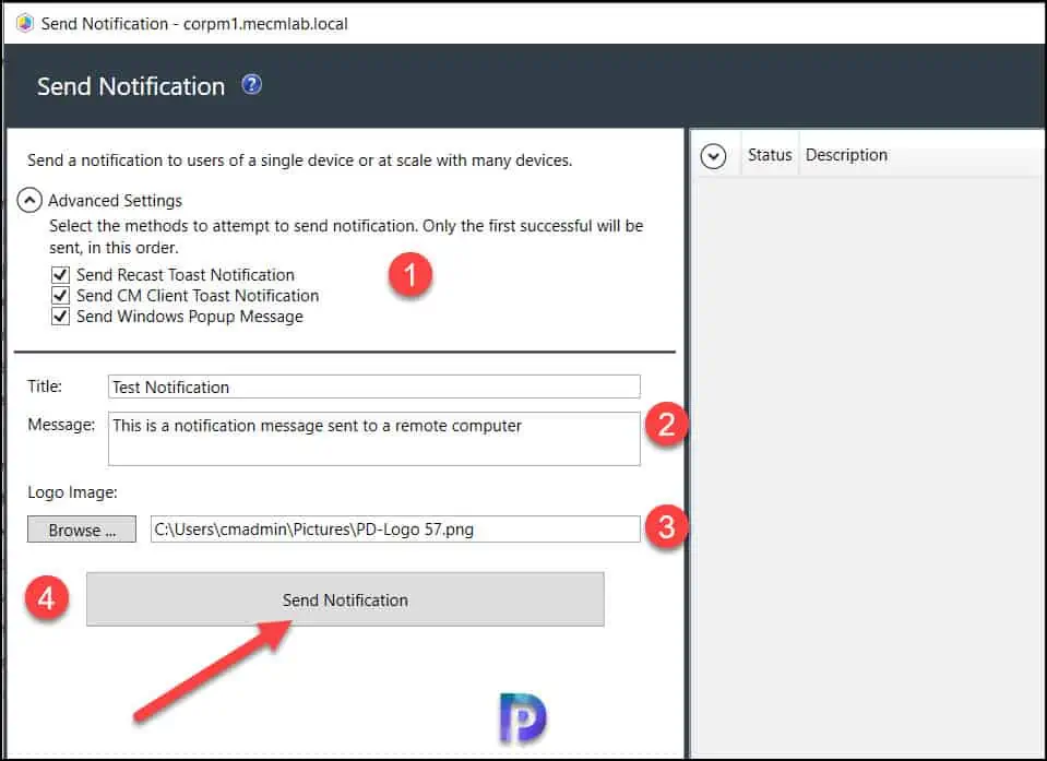 How to Send Notifications from ConfigMgr Console using RCT 2 Send Notifications from ConfigMgr Console using Right Click Tools