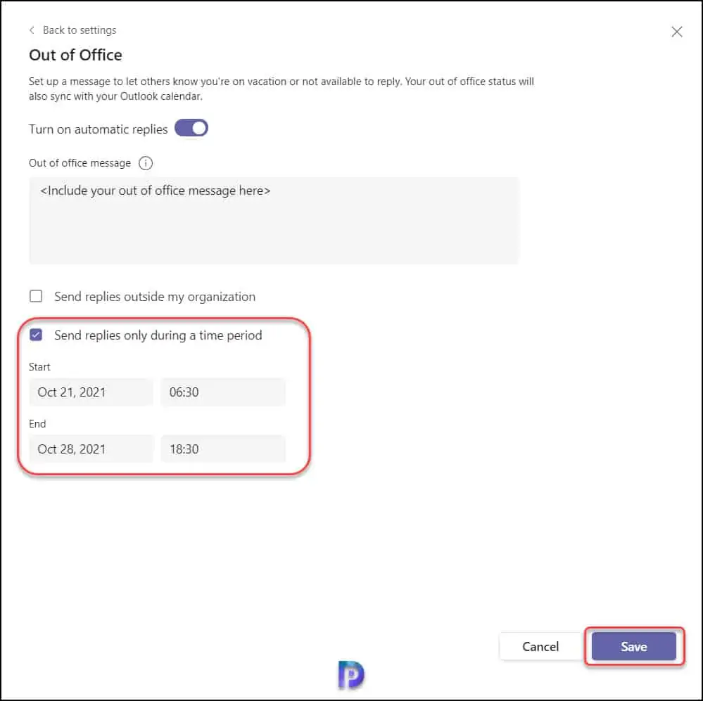2 Easy Methods to Schedule Out Of Office In Microsoft Teams 5 Configure Out Of Office In Microsoft Teams
