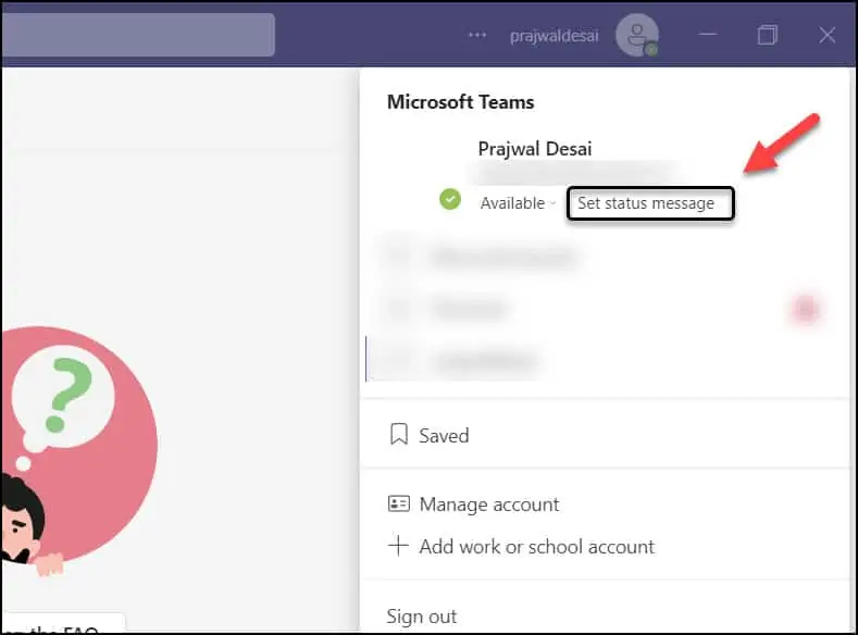 2 Easy Methods to Schedule Out Of Office In Microsoft Teams 6 Schedule Out of Office in Microsoft Teams from Profile Picture