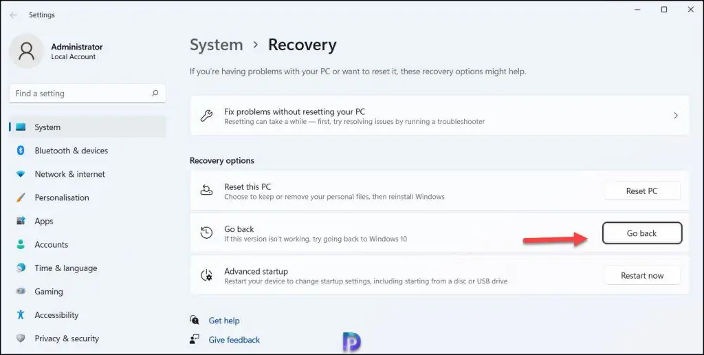 How to Uninstall Windows 11 and Roll Back to Windows 10 2 Go back to Windows 10