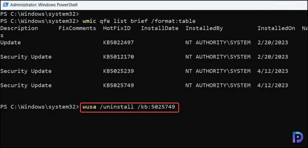 How to Uninstall Windows Updates using PowerShell 5 Unable to Uninstall Updates using PowerShell