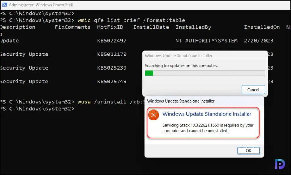 How to Uninstall Windows Updates using PowerShell 6 Unable to Uninstall Updates using PowerShell