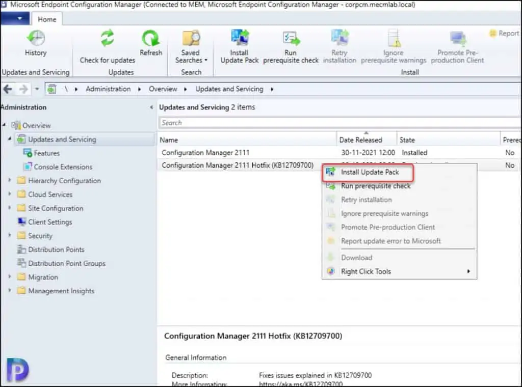 New ConfigMgr 2111 Hotfix KB12709700 1 Install ConfigMgr 2111 Hotfix KB12709700