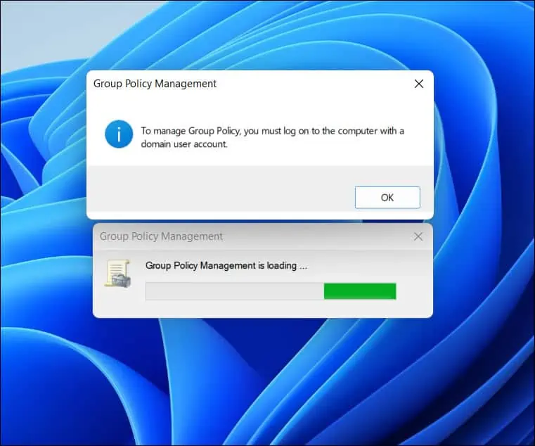 Install Group Policy Management Console on Windows 11 13 To manage Group Policy, you must log on to the computer with a domain user account