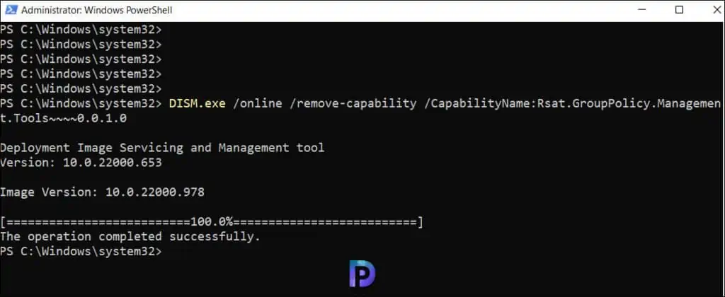 Install Group Policy Management Console on Windows 11 10 Uninstall Group Policy Management Console using PowerShell