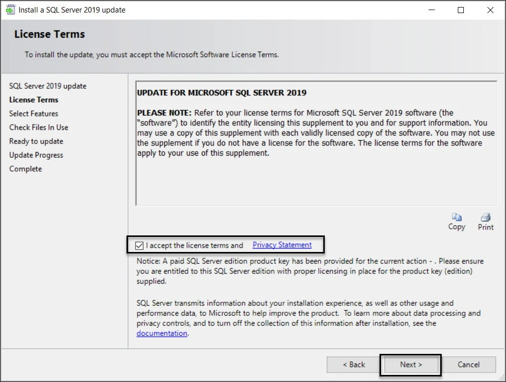 Install SQL Server 2019 for ConfigMgr - Bonus Guide 14 Install SQL Server 2019 Cumulative Update KB5000642