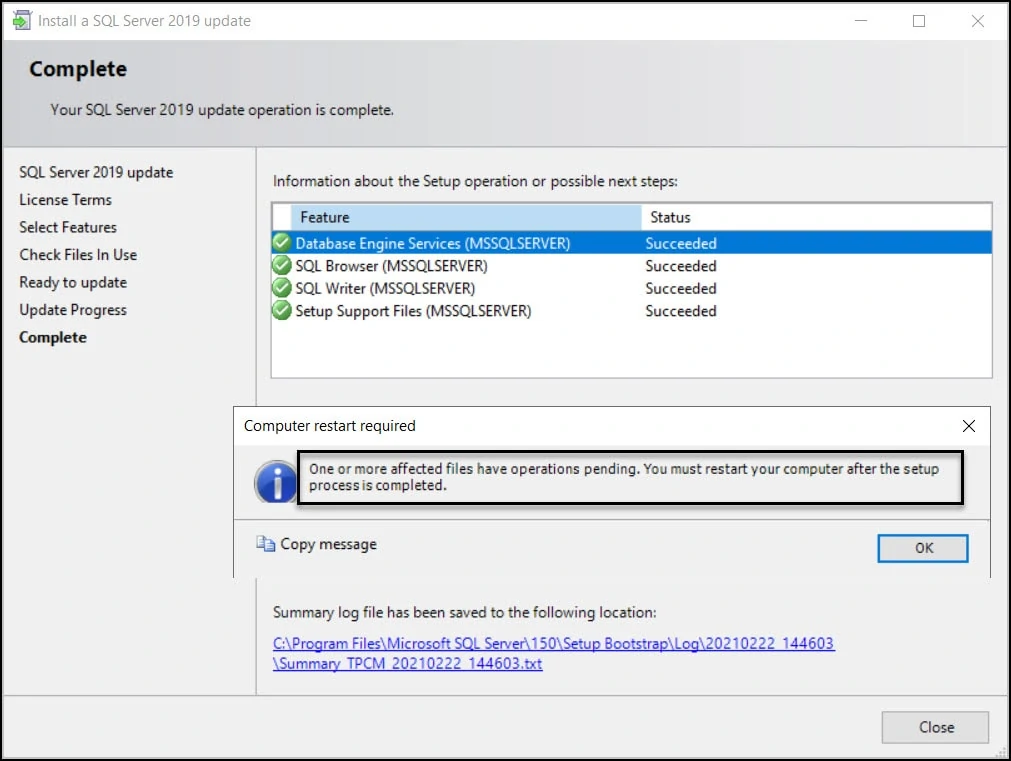 Install SQL Server 2019 for ConfigMgr - Bonus Guide 18 Install SQL Server 2019 Cumulative Update KB5000642