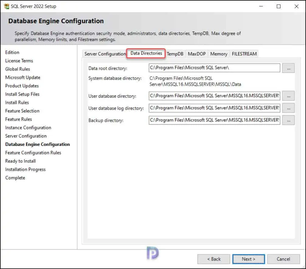 Guide to Install SQL Server 2022 for SCCM | ConfigMgr 12 Configure Data Directories for SQL Server 2022