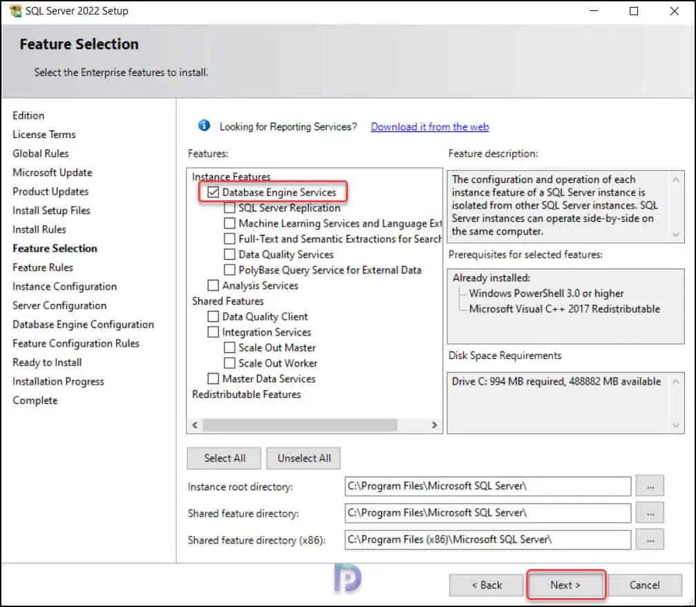 Guide to Install SQL Server 2022 for SCCM | ConfigMgr 7 SQL Server 2022 Feature Selection for ConfigMgr