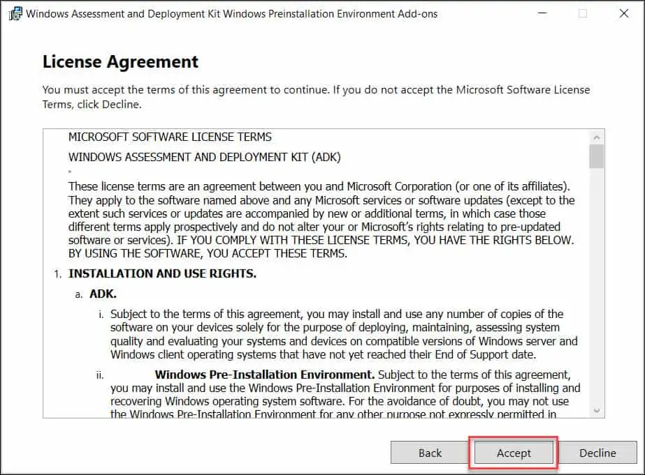 Steps to Download and Install Windows 11 ADK 7 Accept the ADK License Agreement