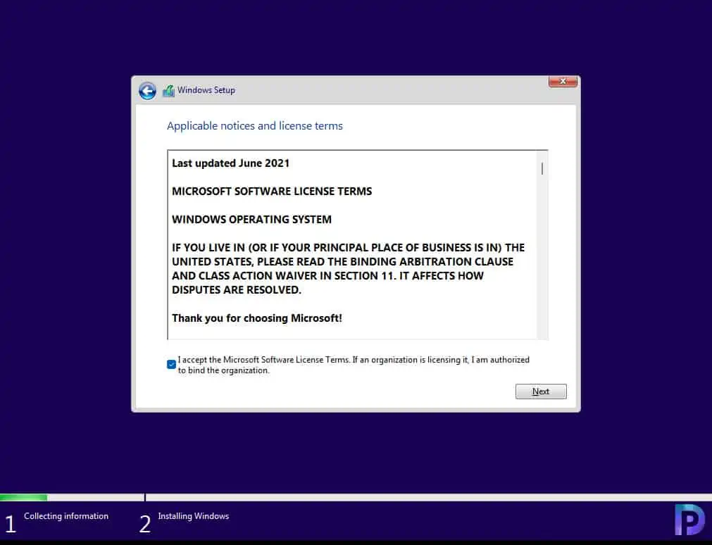 Download and Install Windows Insider Preview using ISO file 8 Accept Microsoft Software License Terms