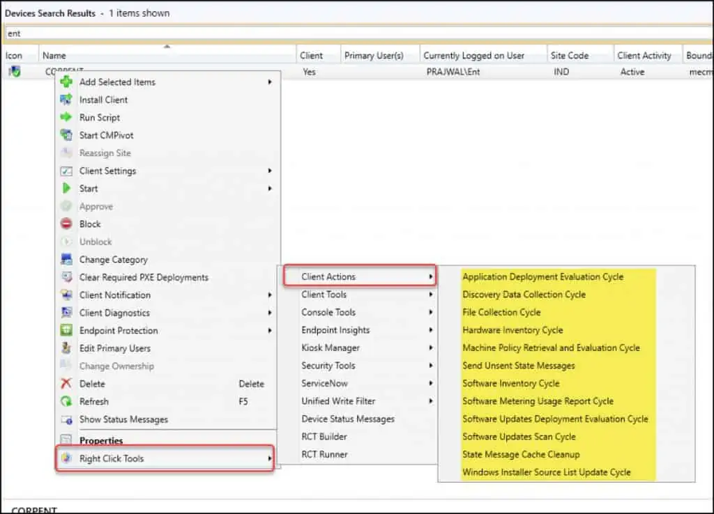 Increase Productivity with Right Click Tools for ConfigMgr 10 Right Click Tools Client Actions