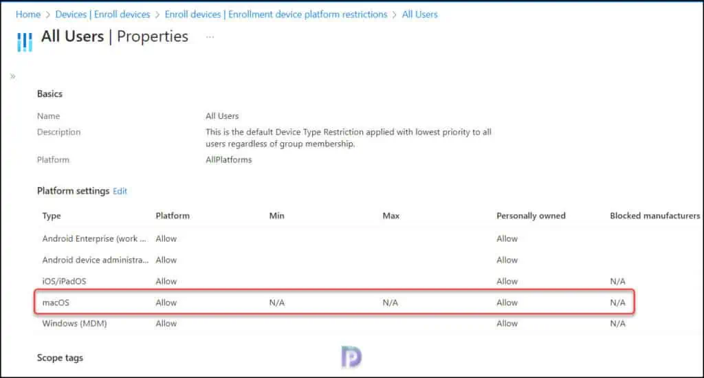 Fix Intune Profile Installation Failed during macOS Enrollment 2 Review macOS Enrollment Restrictions in Intune