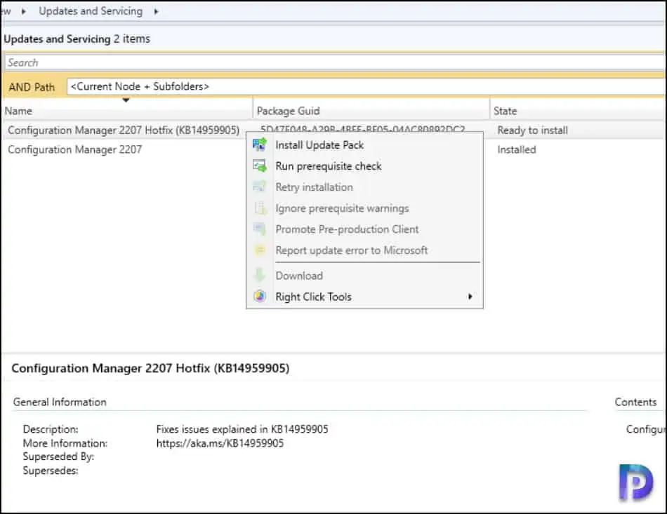 KB14959905 Hotfix for SCCM 2207 Early Update Ring Released 2 Install KB14959905 Hotfix for SCCM 2207