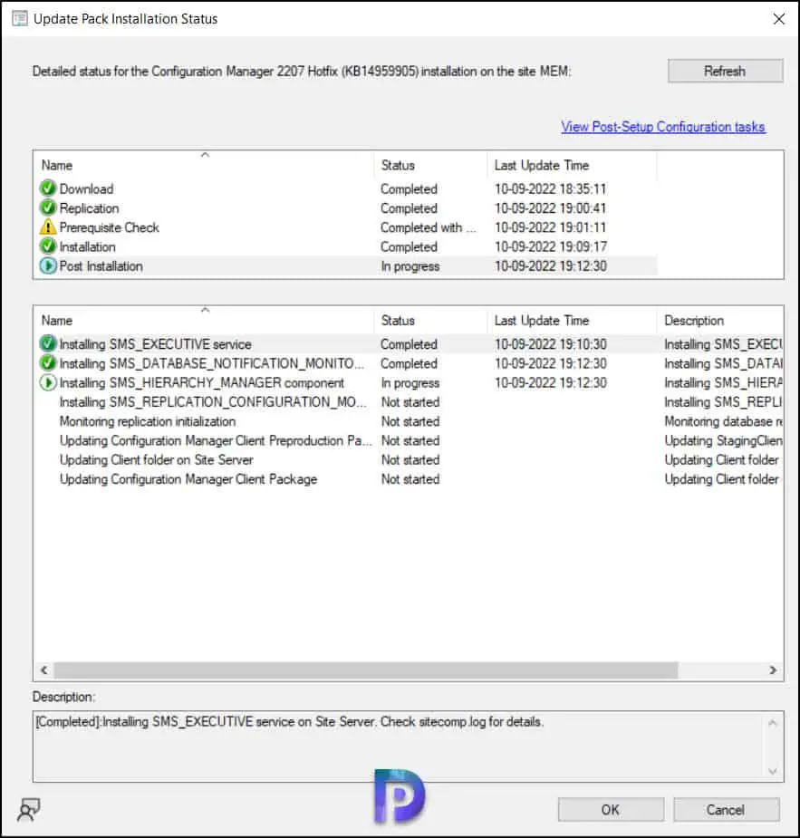 KB14959905 Hotfix for SCCM 2207 Early Update Ring Released 7 Monitor the KB14959905 Hotfix Installation Progress