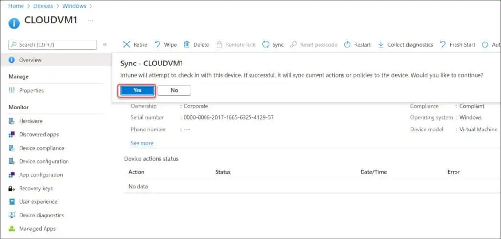 6 Ways to Manually Sync Intune Policies on Windows Devices 5 Manually Sync a device from Intune Admin Center