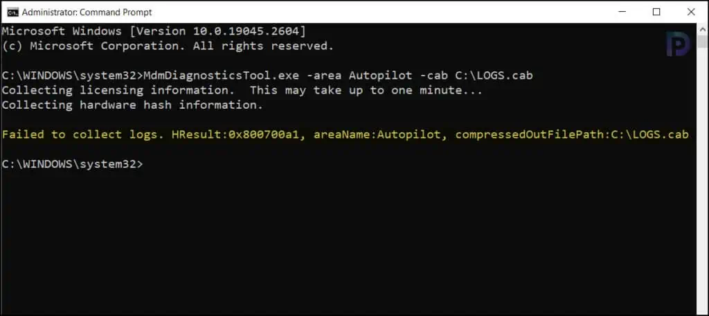 Fix: MDM Logs Collection Error 0x800700a1 | Windows Autopilot 1 MDM Logs Collection Error 0x800700a1