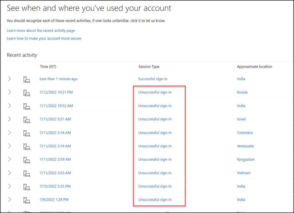 Fake Microsoft Account Unusual Sign-in Activity Emails 8 View Microsoft Account Activity