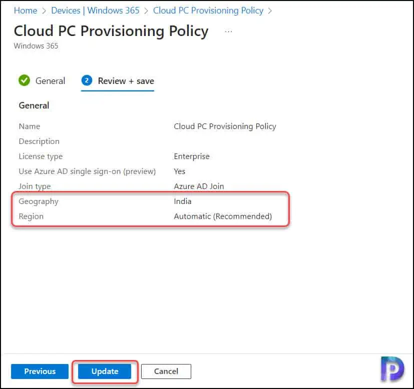 Move Windows 365 Cloud PCs to Another Region 4 Update the Cloud PC Provisioning Policy