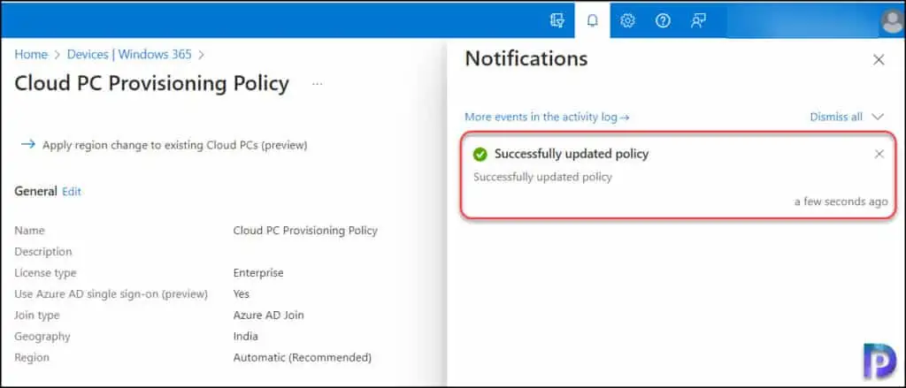 Move Windows 365 Cloud PCs to Another Region 5 Policy to Update Location of your Cloud PCs