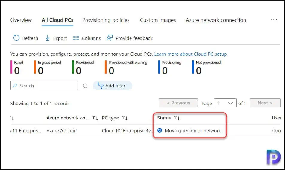 Move Windows 365 Cloud PCs to Another Region