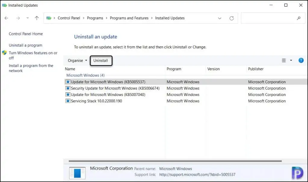 Remove Windows 11 Update Patch using Different Methods 1 Manually Uninstall Windows 11 Updates