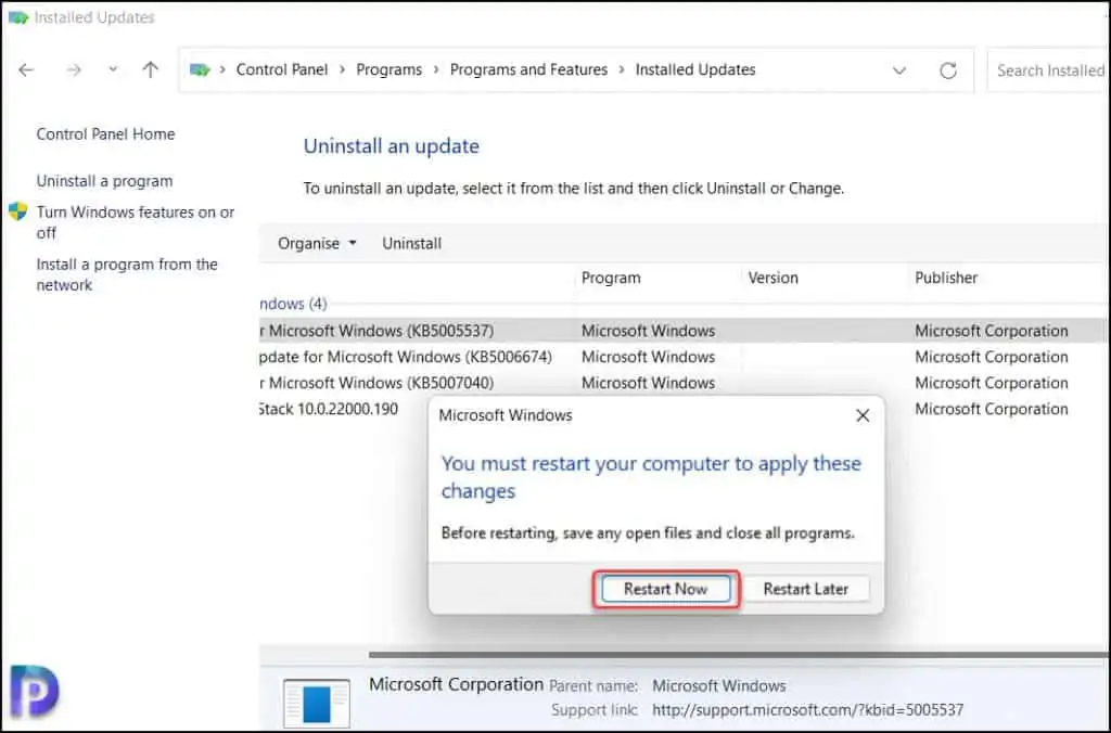 Remove Windows 11 Update Patch using Different Methods 2 Remove Windows 11 Update