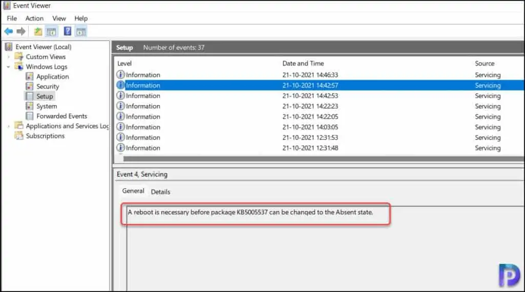 Remove Windows 11 Update Patch using Different Methods 4 Windows Update Servicing - Event ID 4
