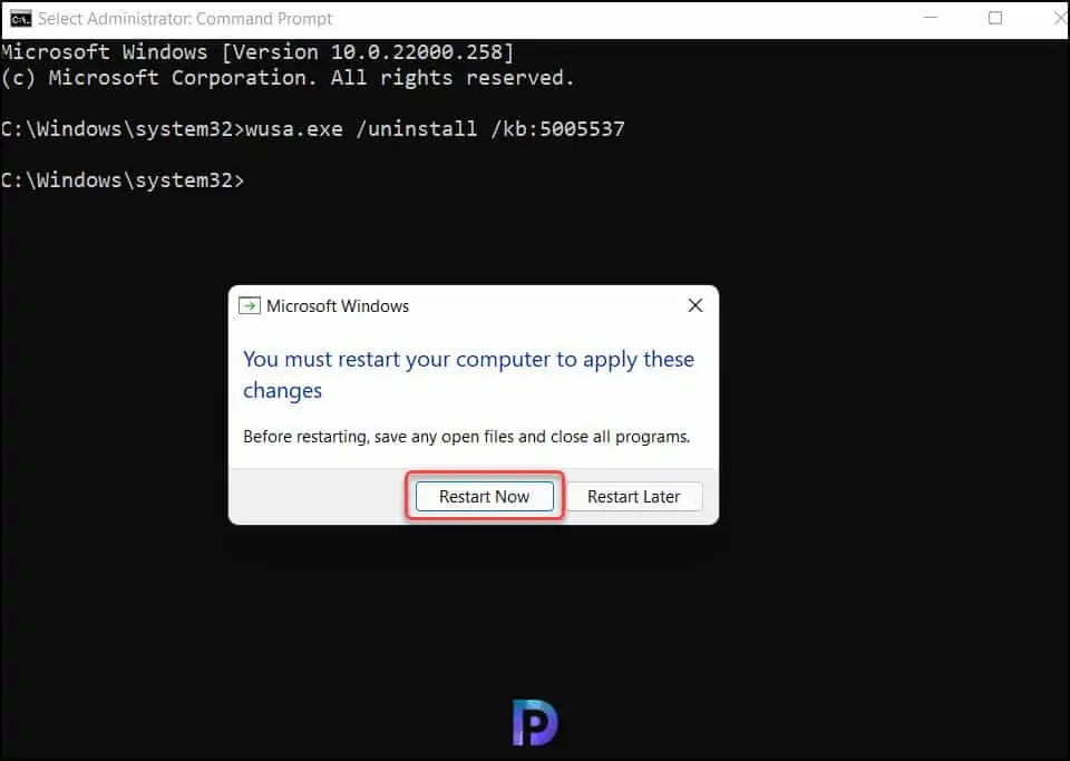 Remove Windows 11 Update Patch using Different Methods 7 Uninstall Windows 11 Updates using Command Prompt