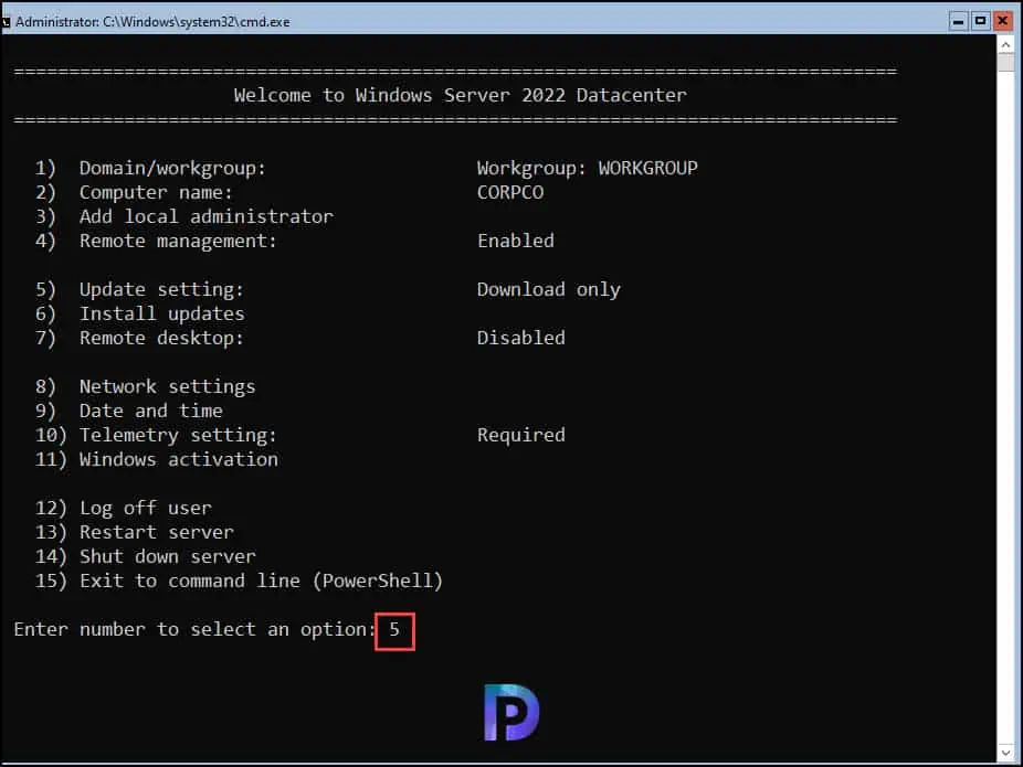 Patch Server Core Installation with latest Windows Updates 1 Configure Update Setting on Server Core