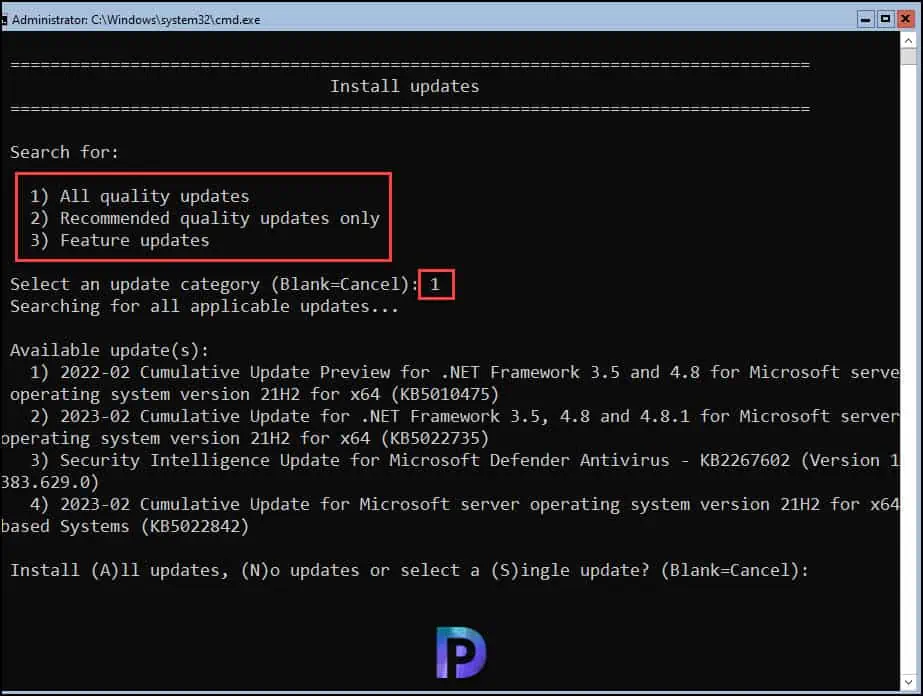 Patch Server Core Installation with latest Windows Updates 4 Patch Server Core with latest Windows Updates