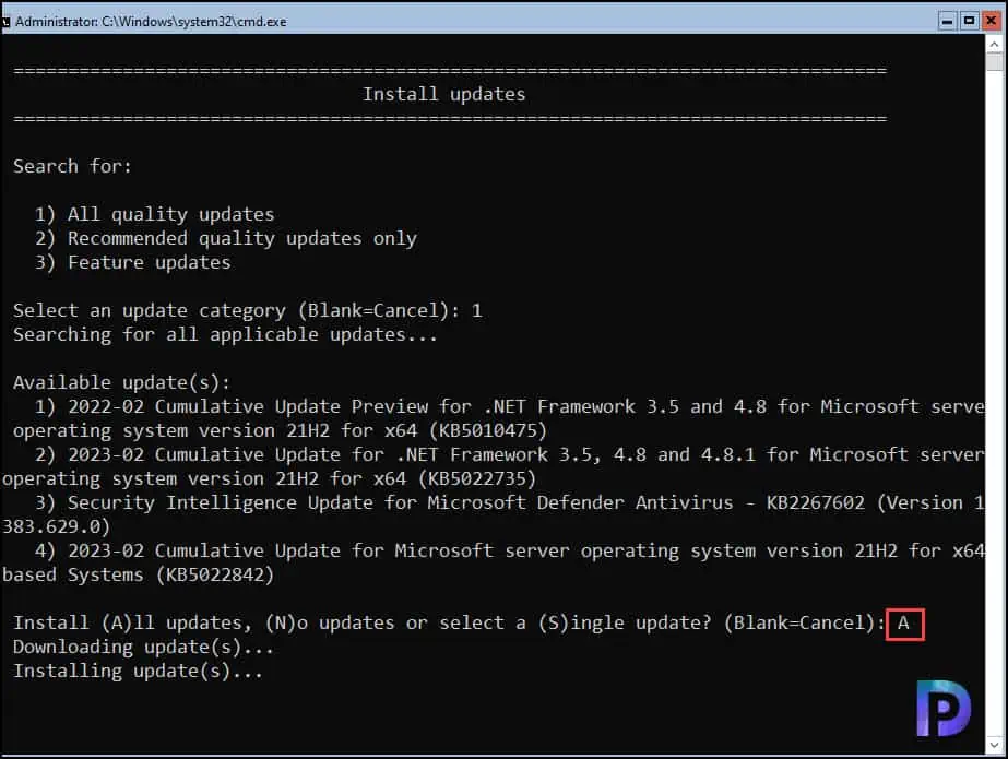 Patch Server Core Installation with latest Windows Updates 5 Patch Server Core with latest Windows Updates