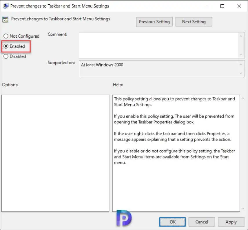 Prevent Changes to Taskbar and Start Menu Settings using Group Policy