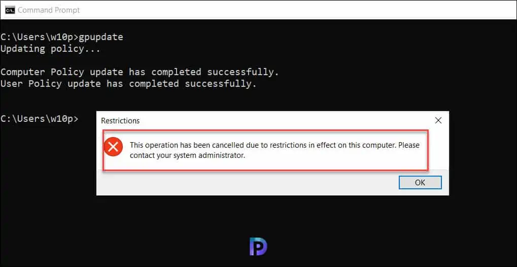 Prevent Changes to Taskbar and Start Menu Settings using GPO 6 This operation has been cancelled due to restrictions in effect on this computer. Please contact your system administrator