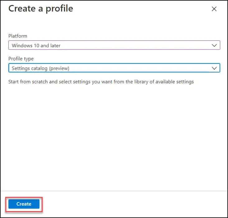 Prohibit Access to Control Panel and PC Settings using Intune 2 Create Intune Profile to disable Control Panel and PC Settings