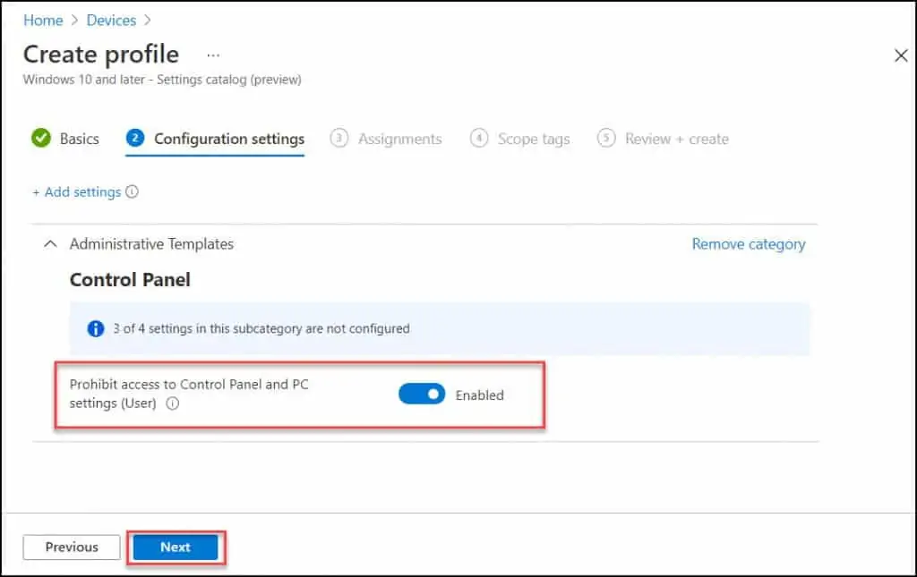 Prohibit Access to Control Panel and PC Settings using Intune 6 Prohibit Access to Control Panel and PC Settings using Intune