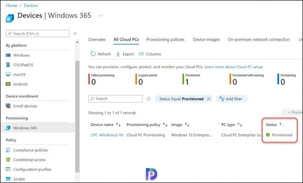 Quickly Reprovision a Cloud PC | Windows 365 | Intune Portal 1 Check the Provisioning Status of Cloud PC